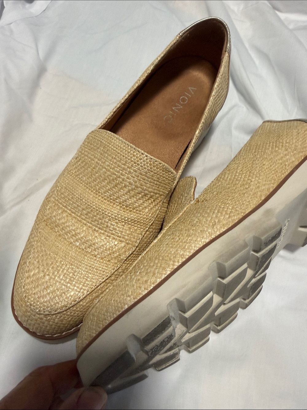 Vionic Beige Woven Slip-On Loafers